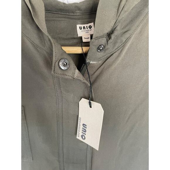 NWT UNIQ Navy Green Hooded Sleeveless utility lightweight vest dress Size Small - Picture 4 of 7